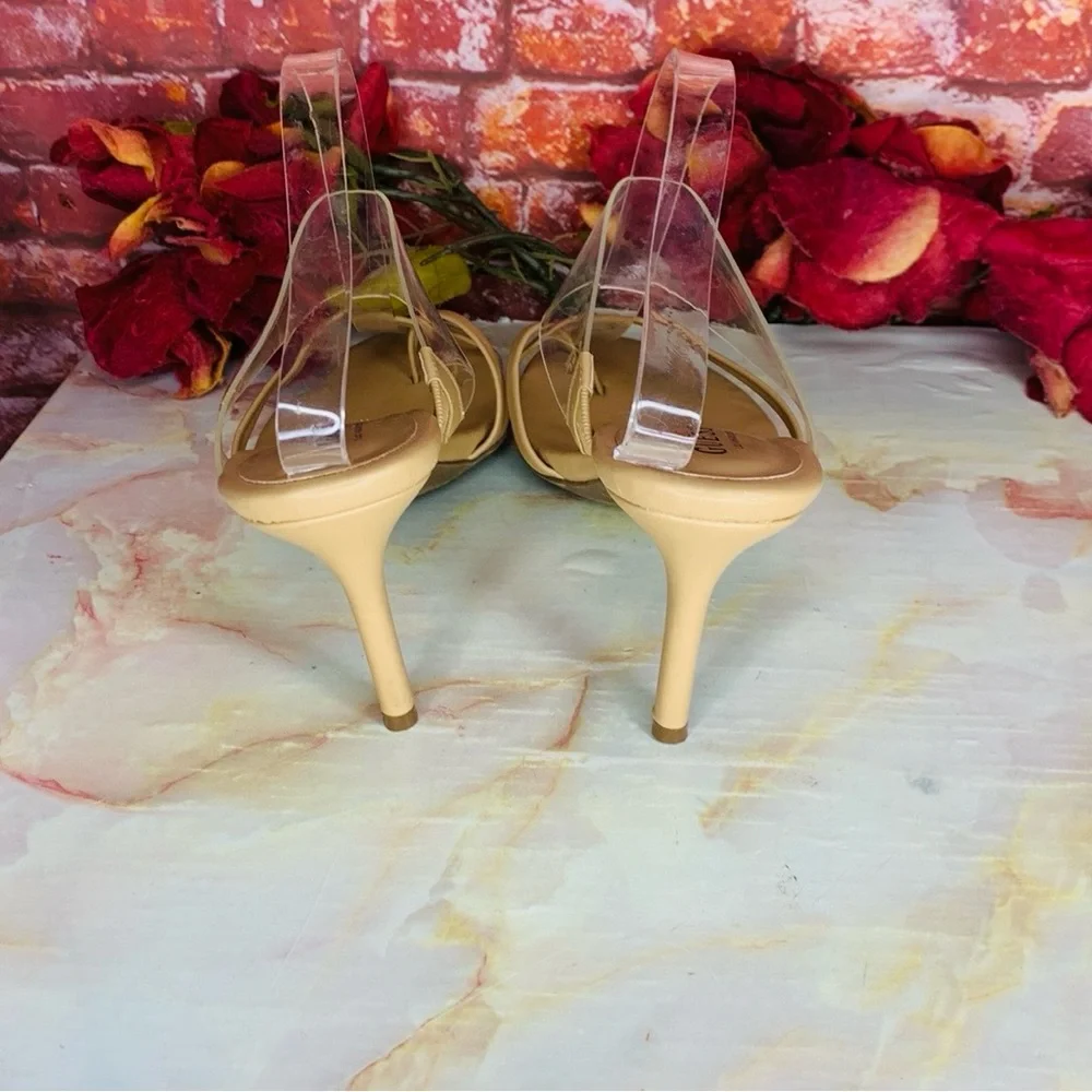 Guess Tan Heeled Slide Kayce Sandals